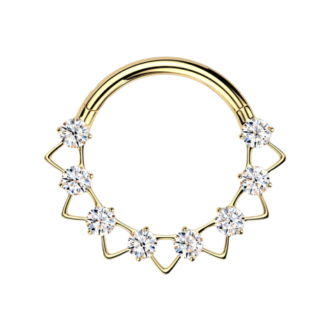 Micro Segmentring klappbar vergoldet dreiecke Kristalle silber