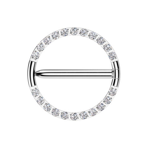 Segmentring Stab klappbar silber front unterbrochen Kristalle silber