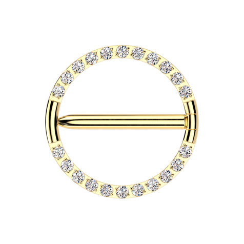 Segmentring Stab klappbar vergoldet front unterbrochen Kristalle silber