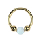 Micro Segmentring klappbar vergoldet zwei Kugeln und Kugel Opal weiss
