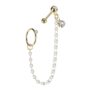 Micro bilanciere placcato oro con pallina e perline in...