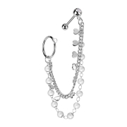 Micro Barbell silber mit Kugel und Kugeln Kristall silber...