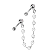 Micro Barbell argenté avec boule et billes cristal...