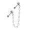 Micro Barbell argenté avec boule et billes cristal argenté chaîne de connexion perles