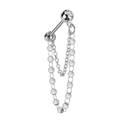 Micro Barbell argent avec boule et billes cristal argent...