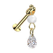 Micro Threadless UFO Labret vergoldet mit Cone silber...