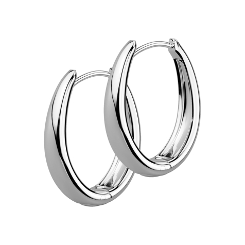 Folding earring silver oval wide