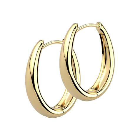 Folding earring gold-plated oval wide