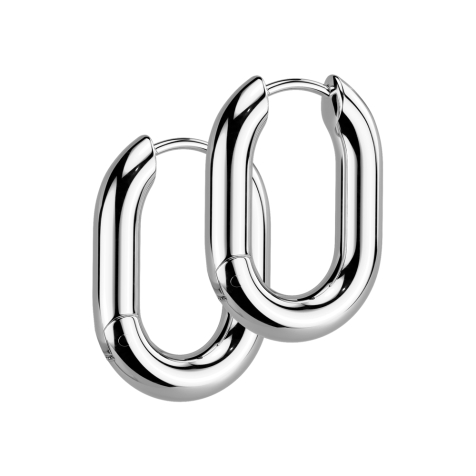 Boucle doreille à clapet argent Rectangle arrondi