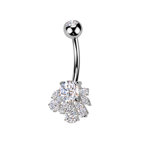 Silver banana with silver crystal ball and various silver crystals