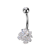 Banana argento con sfera cristallo argento e cristalli...