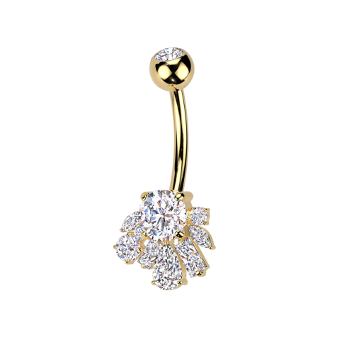 Banana gilded with silver crystal ball and various shapes of silver crystals