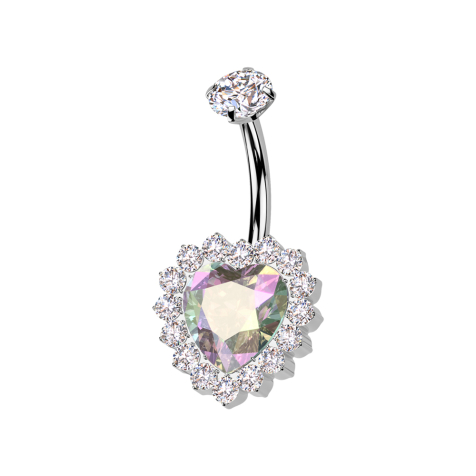 Banane filetage intérieur argent cristal argent serti et cœur en cristal multicolore cristaux argent