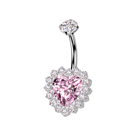 Banane filetage intérieur argent cristal argent serti et cœur en cristal rose cristaux argent