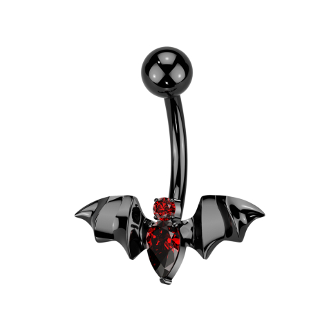 Banane filetage intérieur noir avec boule noire et cristaux chauve-souris rouges