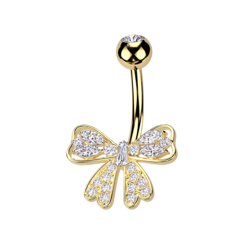 Banana gold-plated with ball gold-plated crystal silver and mesh crystals silver