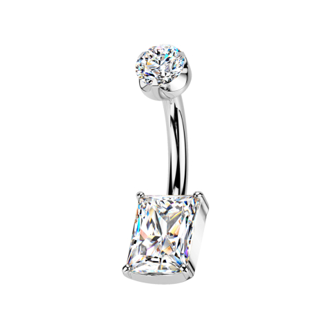 Banana internal thread silver flat crystal silver set and rectangular crystal silver set