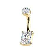 Banana female thread, gold-plated, flat crystal, silver...