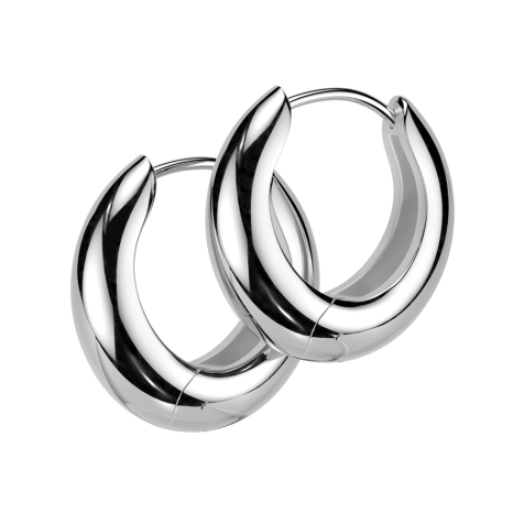 Folding earring silver round wide