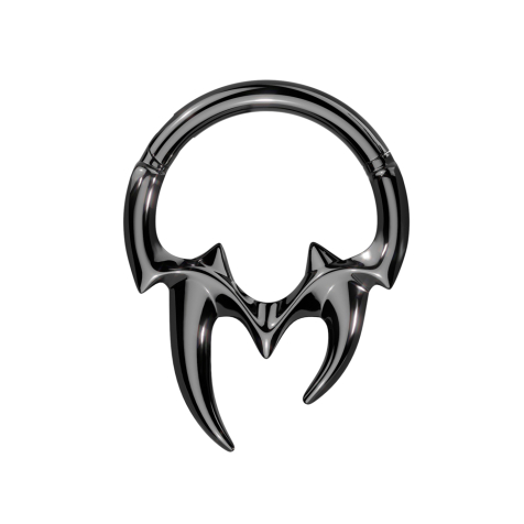 Micro segment ring, foldable, black, tribal teeth