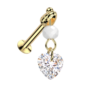 Micro Threadless UFO Labret doré avec Cone argent...