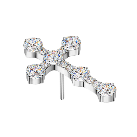 Croix sans fil gothique argent cristal argent