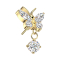Threadless butterfly gold-plated crystals silver pendant crystal silver