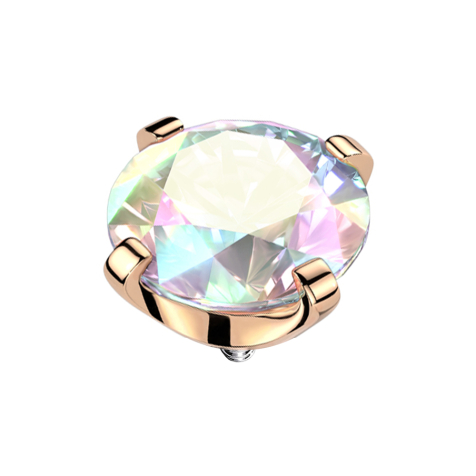 Dermal anchor rose gold crystal multicolor setting