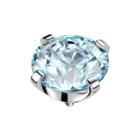 Dermal anchor silver crystal aqua set