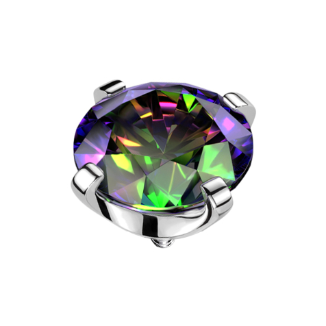 Dermal anchor silver crystal dark multicolor set