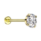 Labret micro sans filetage plaqué or avec cristal serti argent