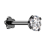Micro labret sans filetage fleur noire sertie dun cristal...