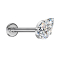 Micro threadless labret in silver with crystal drop set in silver