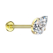 Labret Micro Threadless placcato oro con goccia di cristallo incastonata in argento