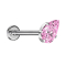 Labret Micro Threadless argento con goccia di cristallo incastonata rosa