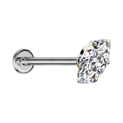 Micro Threadless Labret silber mit Oval Kristall silber...