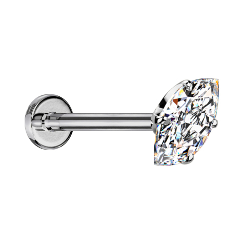 Labret Micro Threadless argento con cristallo ovale incastonato in argento