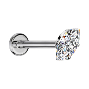 Micro Threadless Labret silber mit Oval Kristall silber...