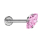 Micro threadless labret in silver with oval pink crystal setting