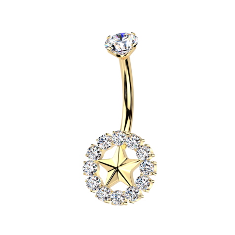 Banana female thread gold-plated crystal silver setting and star crystal circle silver