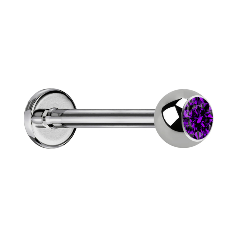 Micro labret silver with ball and violet crystal