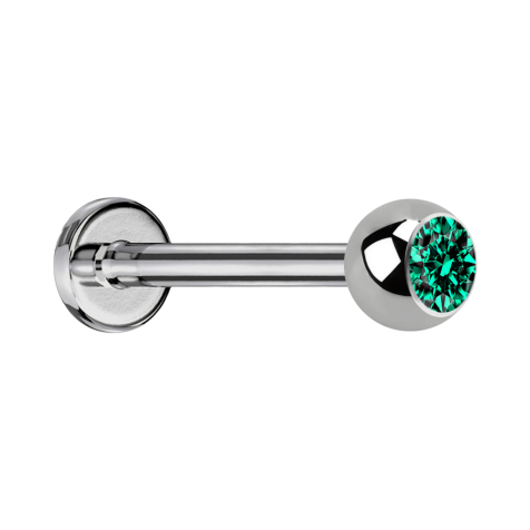 Micro labret silver with ball and turquoise crystal