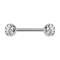 Micro barbell silver with two hemispheres crystal silver