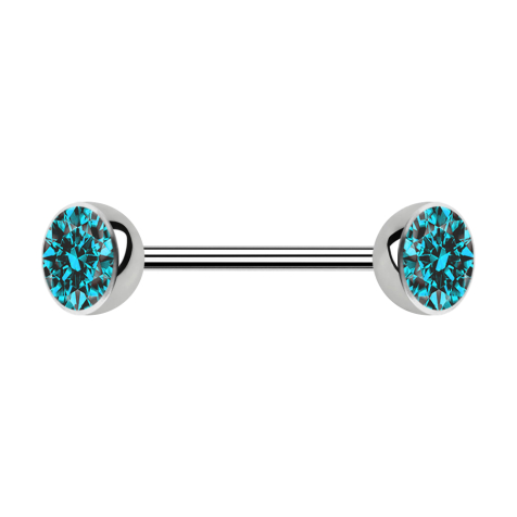 Micro Barbell argent avec deux demi-sphères cristal aqua