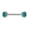 Micro Barbell argent avec deux demi-sphères cristal aqua