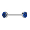 Micro barbell silver with two hemispheres crystal dark blue