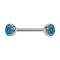 Micro barbell silver with two light blue crystal hemispheres