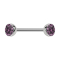 Micro barbell silver with two light purple crystal hemispheres