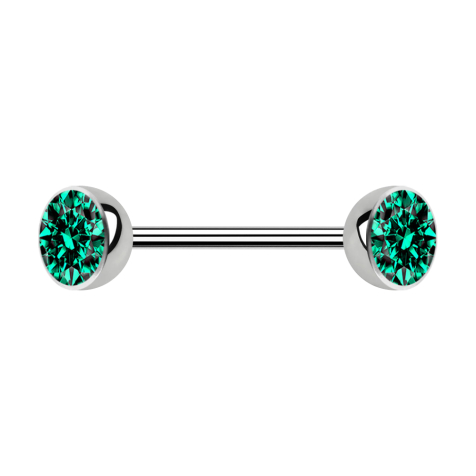 Micro barbell silver with two hemispheres crystal turquoise