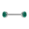 Micro barbell silver with two hemispheres crystal turquoise